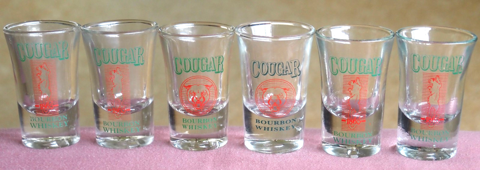 Set of 6 x Cougar Bourbon Whiskey Shot Glasses - Barware - Cougar