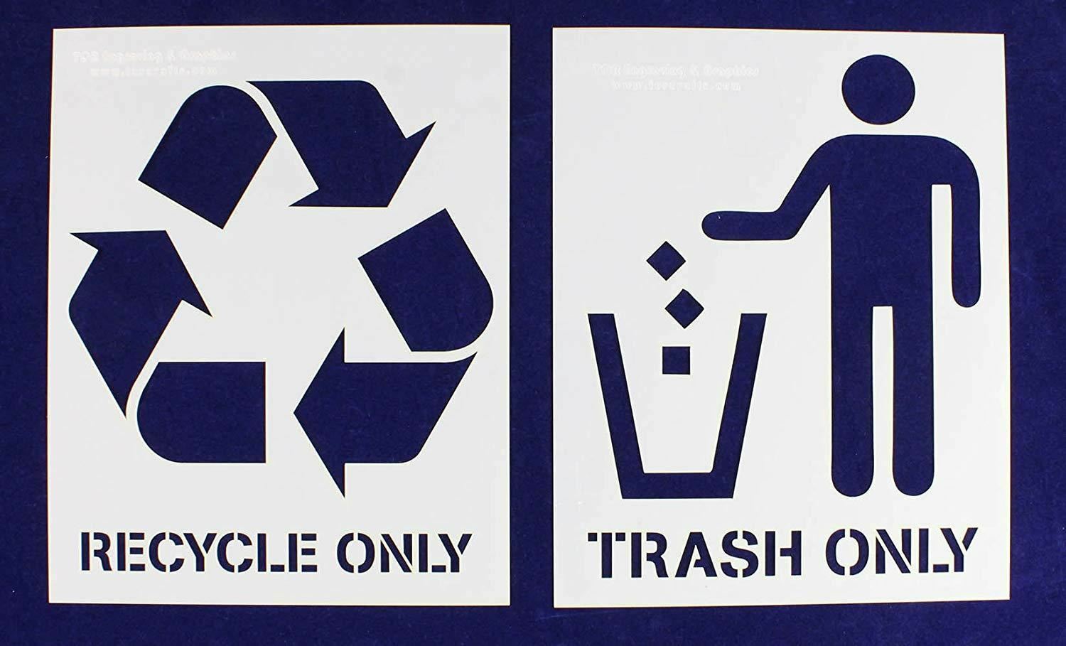 Recycle-Trash (with words) 2 Piece Stencil Set 14 Mil 8" X 10" Painting /Crafts/