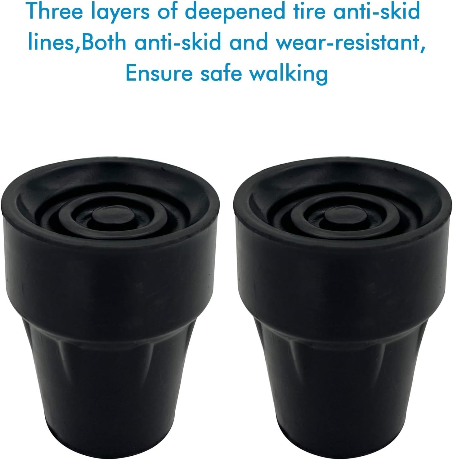 Replacement Cane Tips, 3/4 Inch, Black.