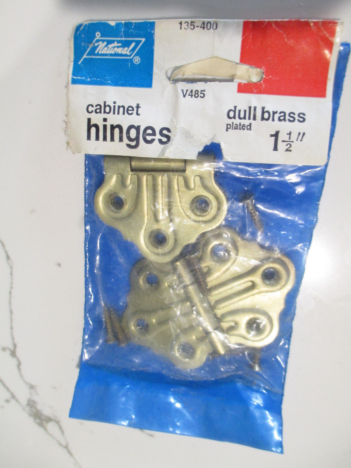 Pair of Embossed Cabinet hinges Dull Brass Finish Antique Style Fancy