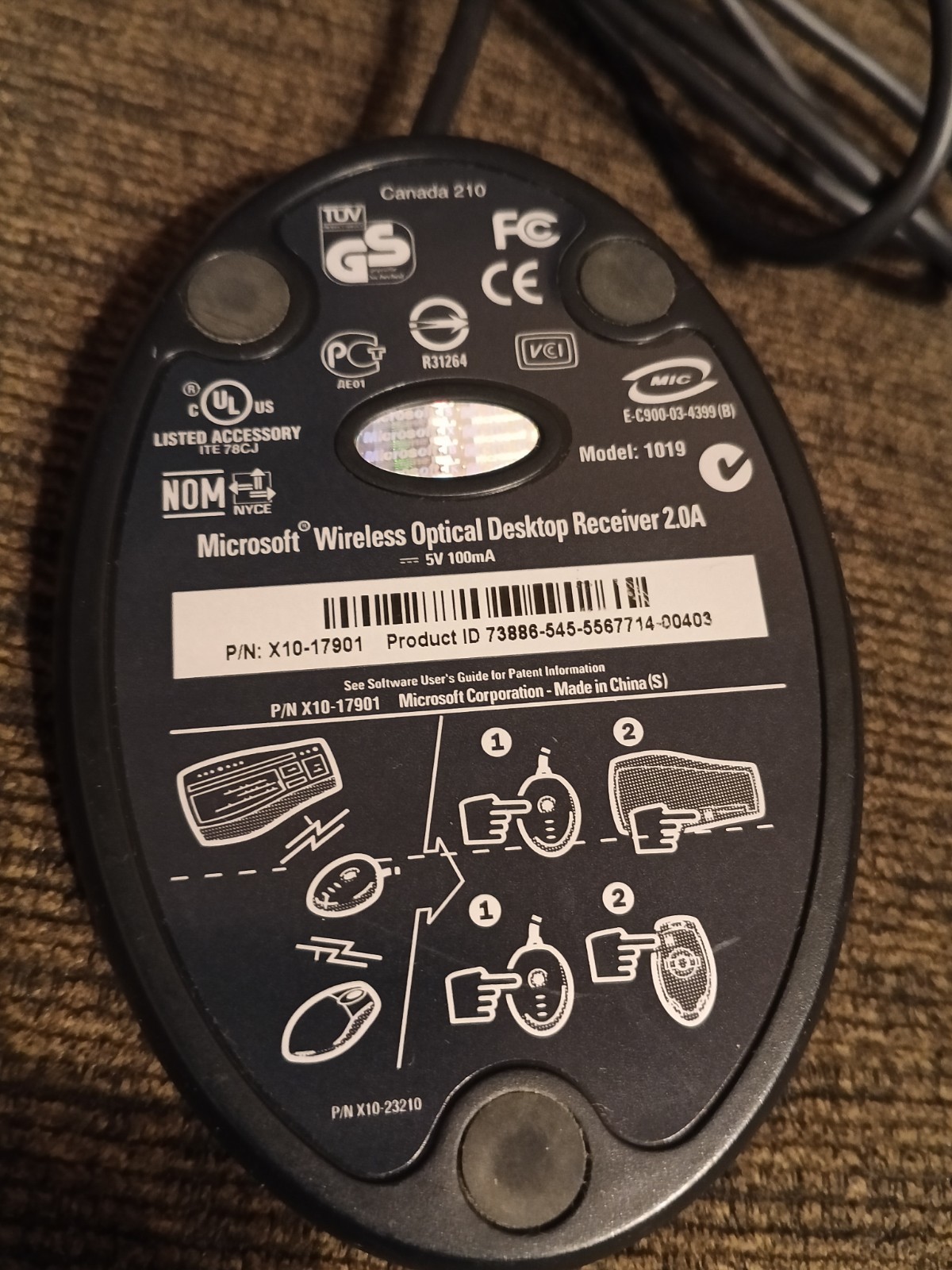 Microsoft Standard Wireless Optical Desktop Receiver 2.0A X10-17901