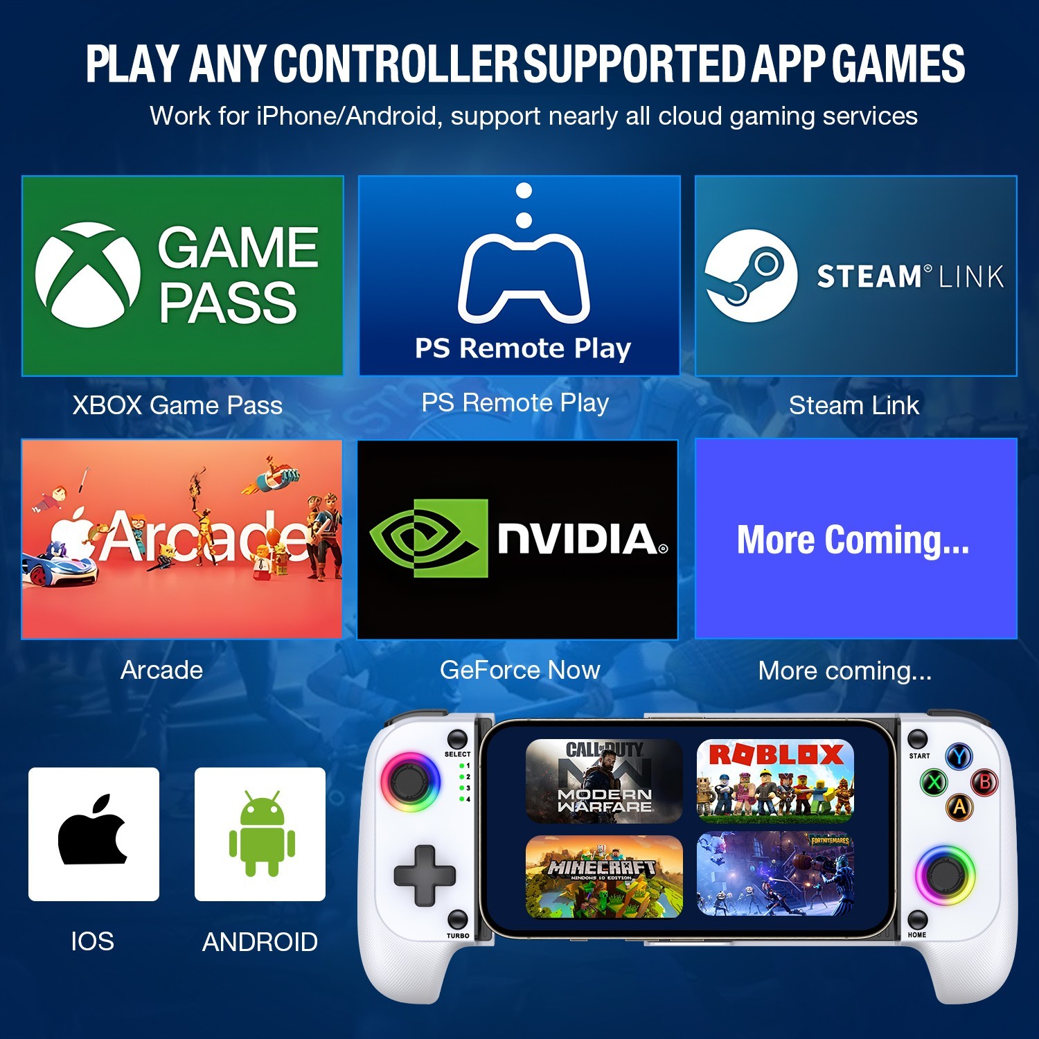 Wireless Mobile Phone Game controller Handheld Gaming Gamepad for iPhone/Android