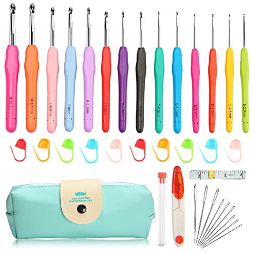 Crochet Hooks Set, 14 Size (2mm-10mm) Ergonomic Crochet Needle with Storage
