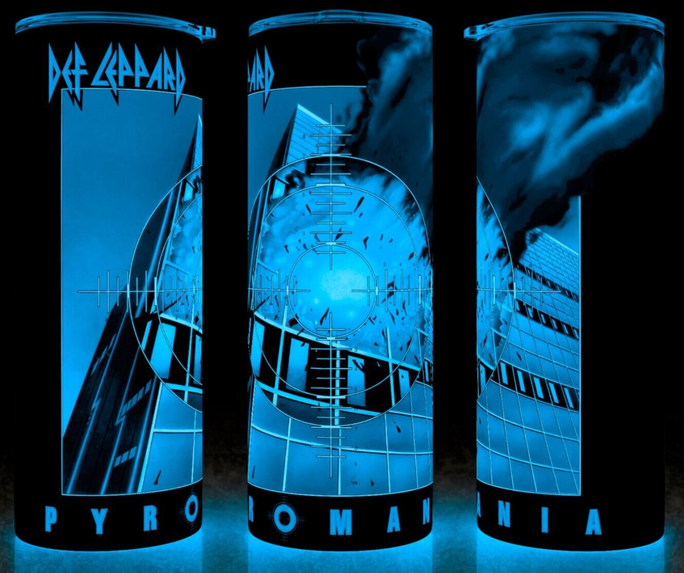 Glow in the Dark Def Leppard 80s Pyromania Rock Music Cup Mug Tumbler 20oz