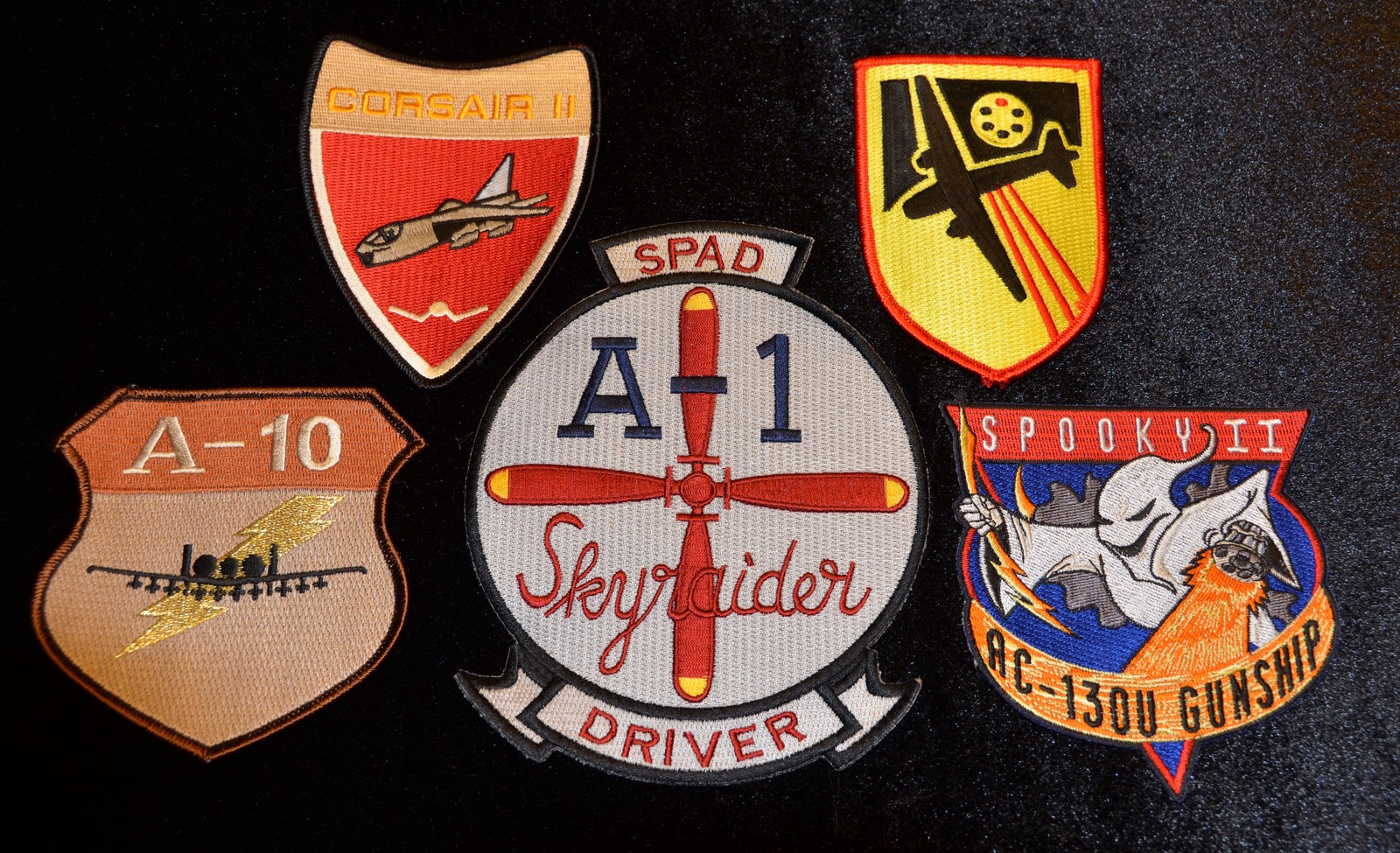 USAF "ATTACK" Aircraft Patches A-1, A-7, A-10, AC-47 and AC-130 Gunship Vietnam