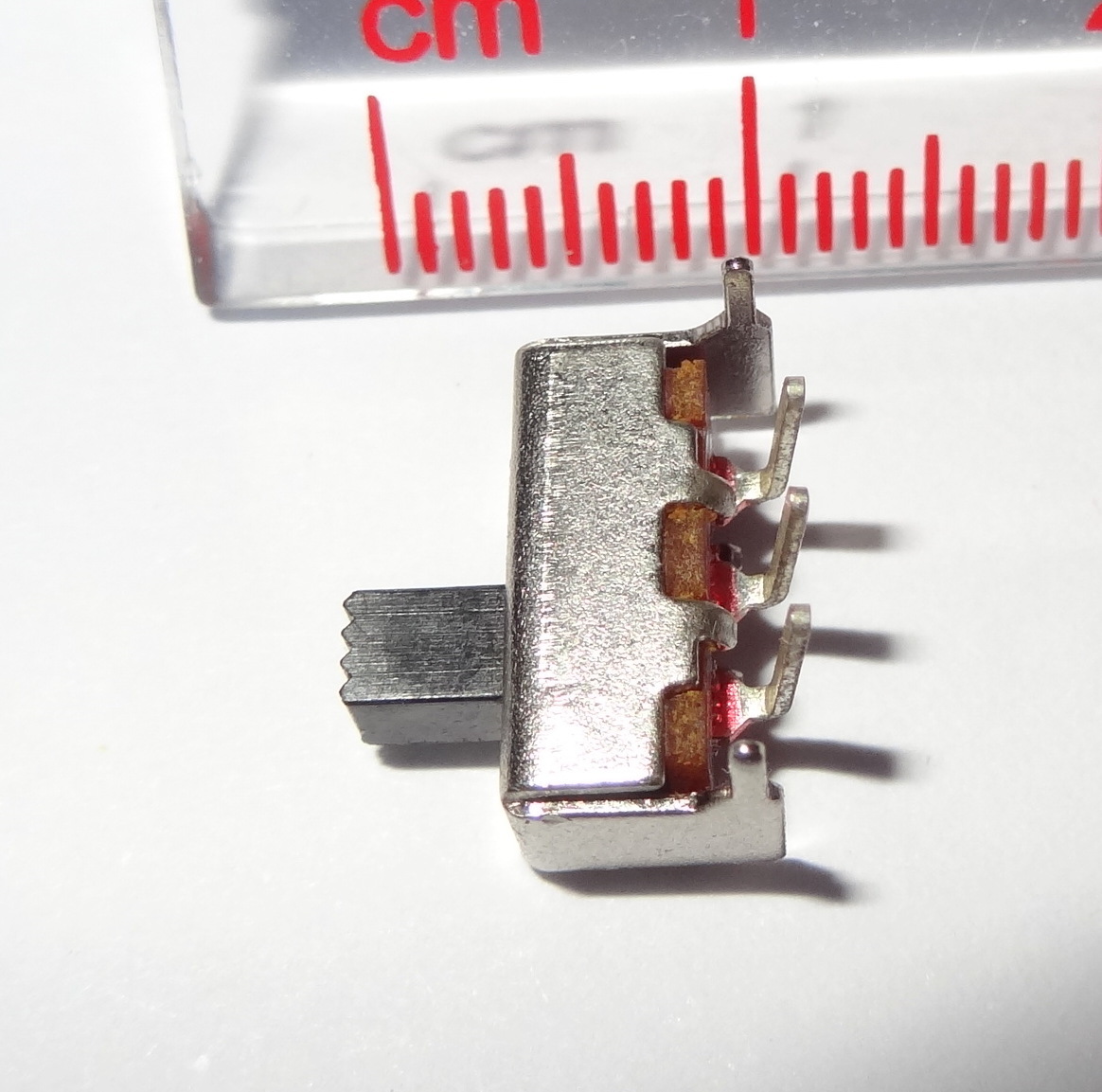 1 pc slide switch, SPDT, PCB, side mount (10D1e)