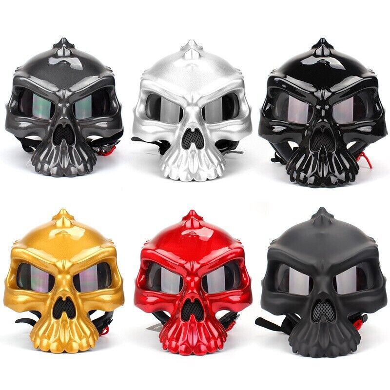 Skull Motorcycle Helmet Cosplay Skeleton Motorcycle Half Helmet with Sun Visor
