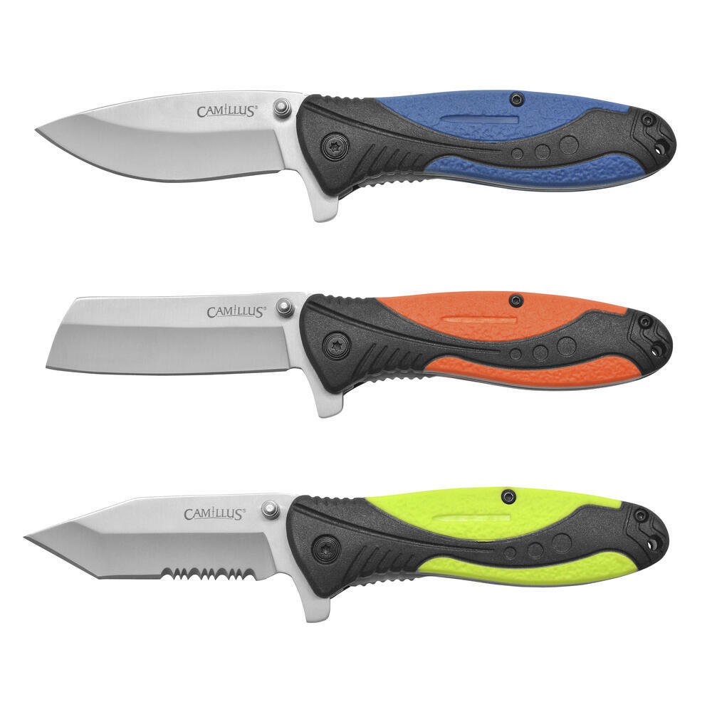 Camillus 3 Piece Assisted Open EDC Knife Set Folding Blade 420 SS