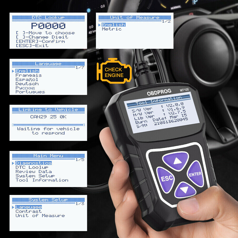 ANCEL MT100 OBD2 Scanner Code Reader Car Diagnostic Scan Tool Check Engine Fault