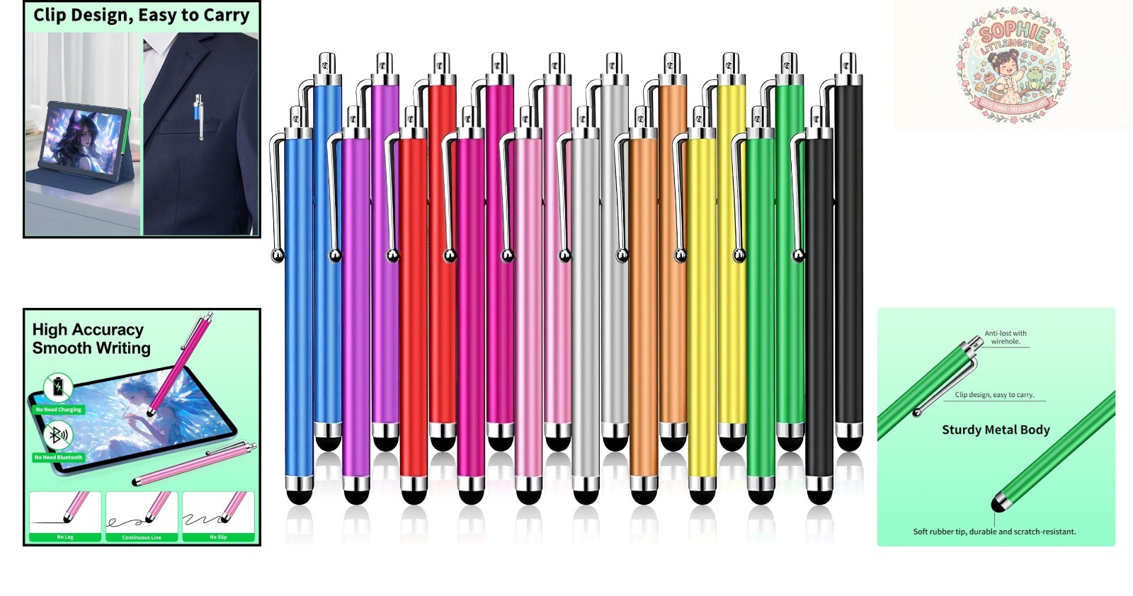 Versatile 20-Pack Stylus Pens for Touchscreens - Perfect Gift for Digital Users