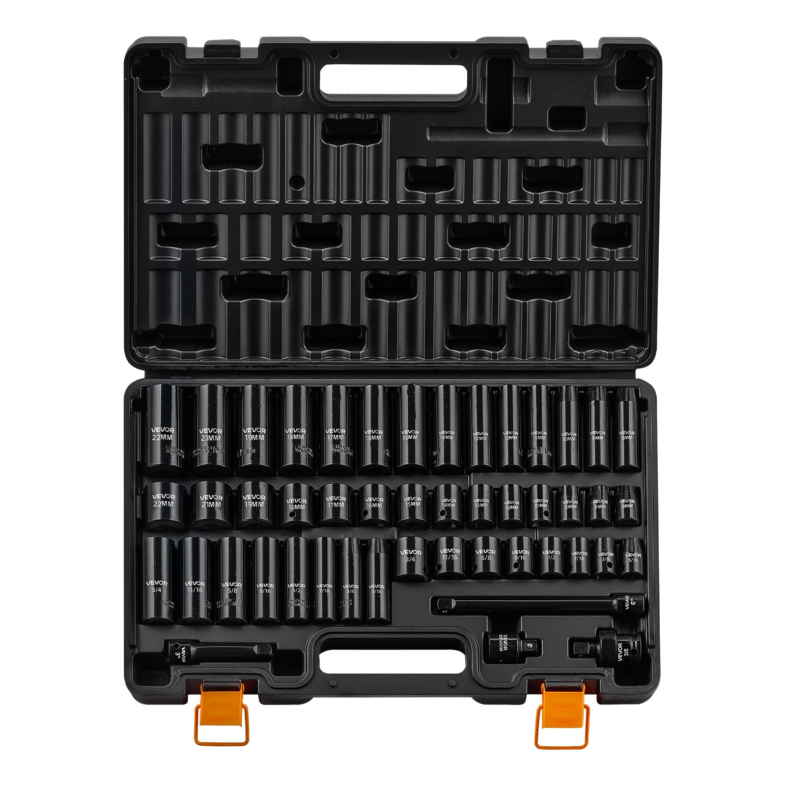 VEVOR Impact Socket Set 3/8" Drive 48-Piece Socket Set 6-Point with Storage Case