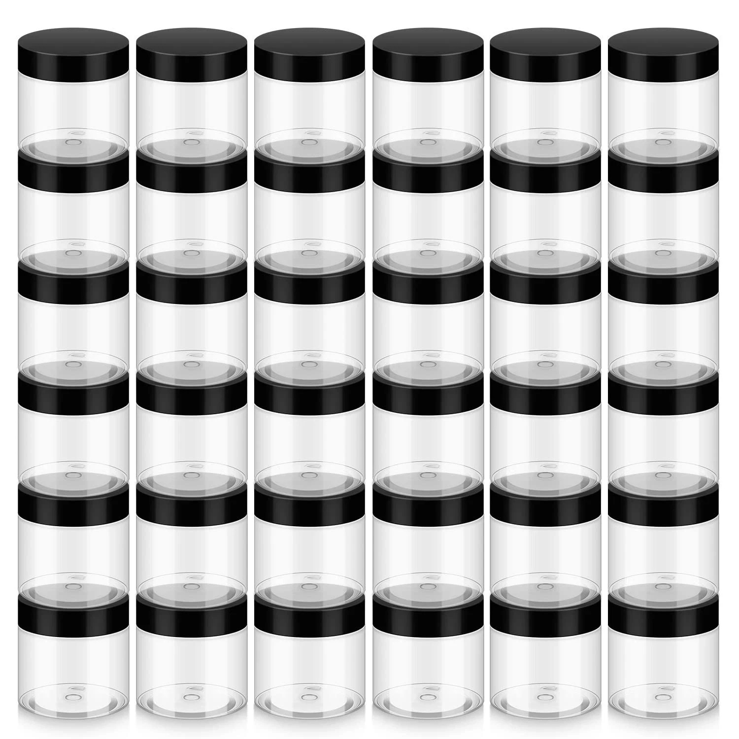 36 Pack 2 OZ Plastic Jars with Lids - BPA Free Refillable Containers for