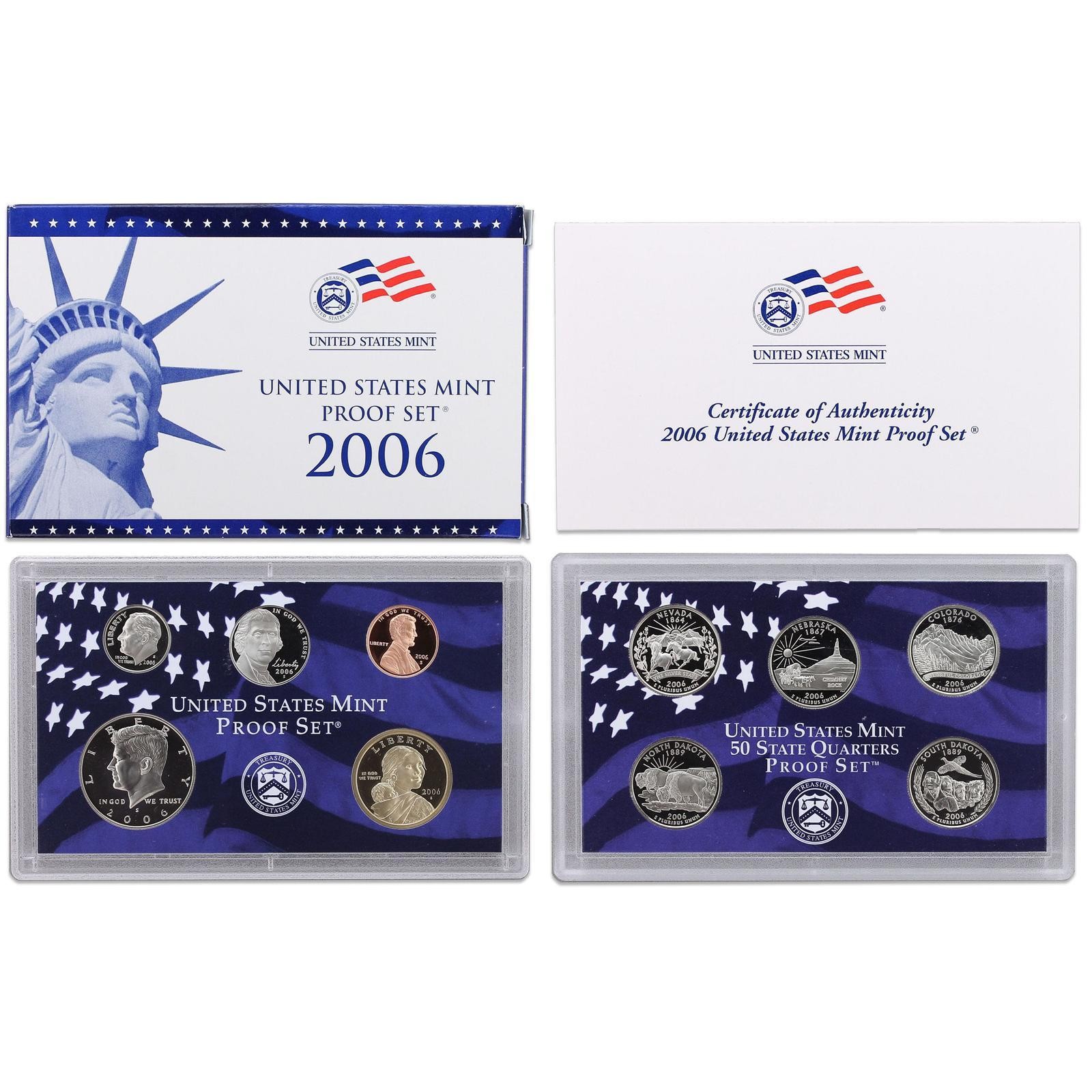 2006 S Proof Set Original Box & COA 10 Coins CN-Clad
