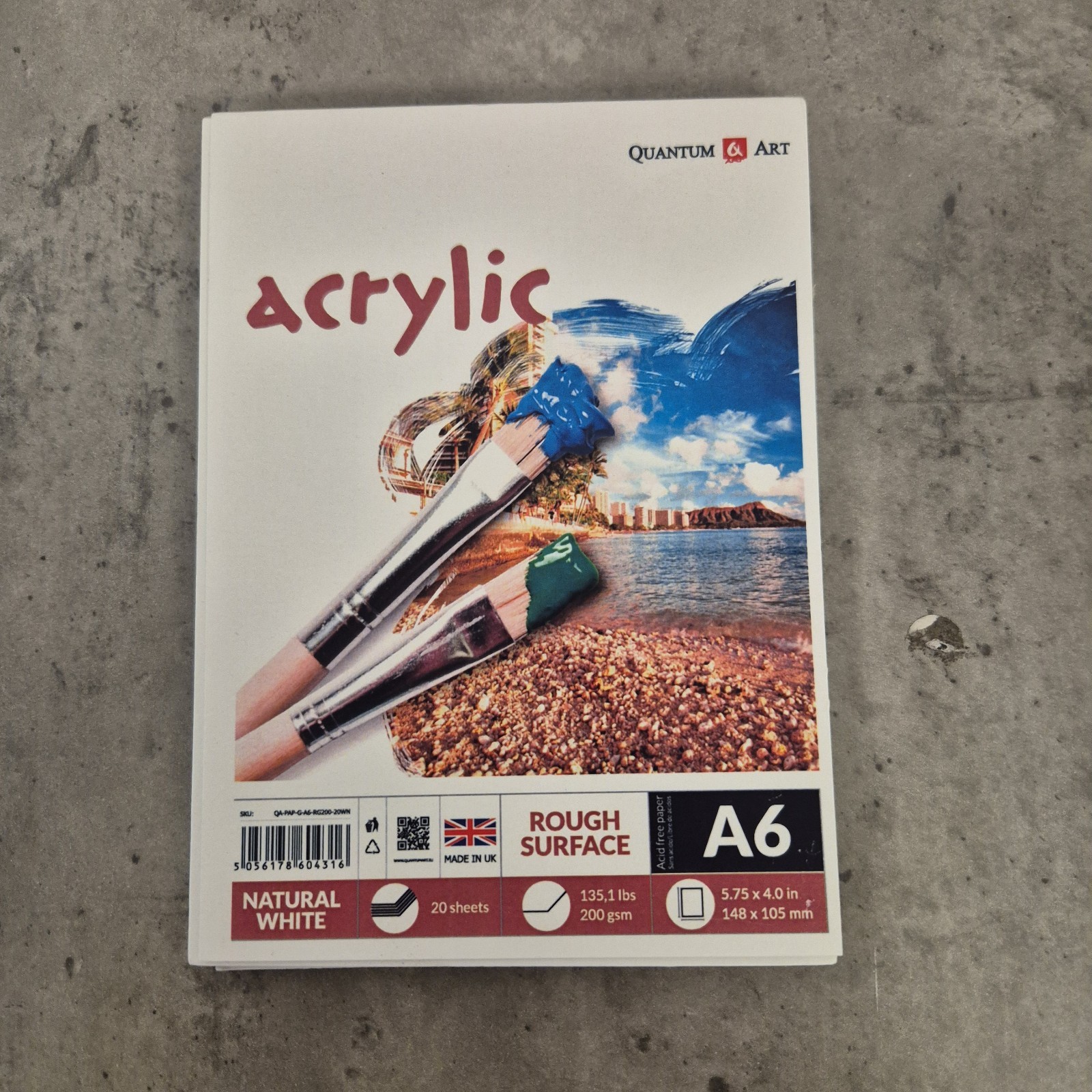 A6 Acrylic Rough Surface Art Pad White Rough Surface 200gsm 20 Sheets - Free P&P