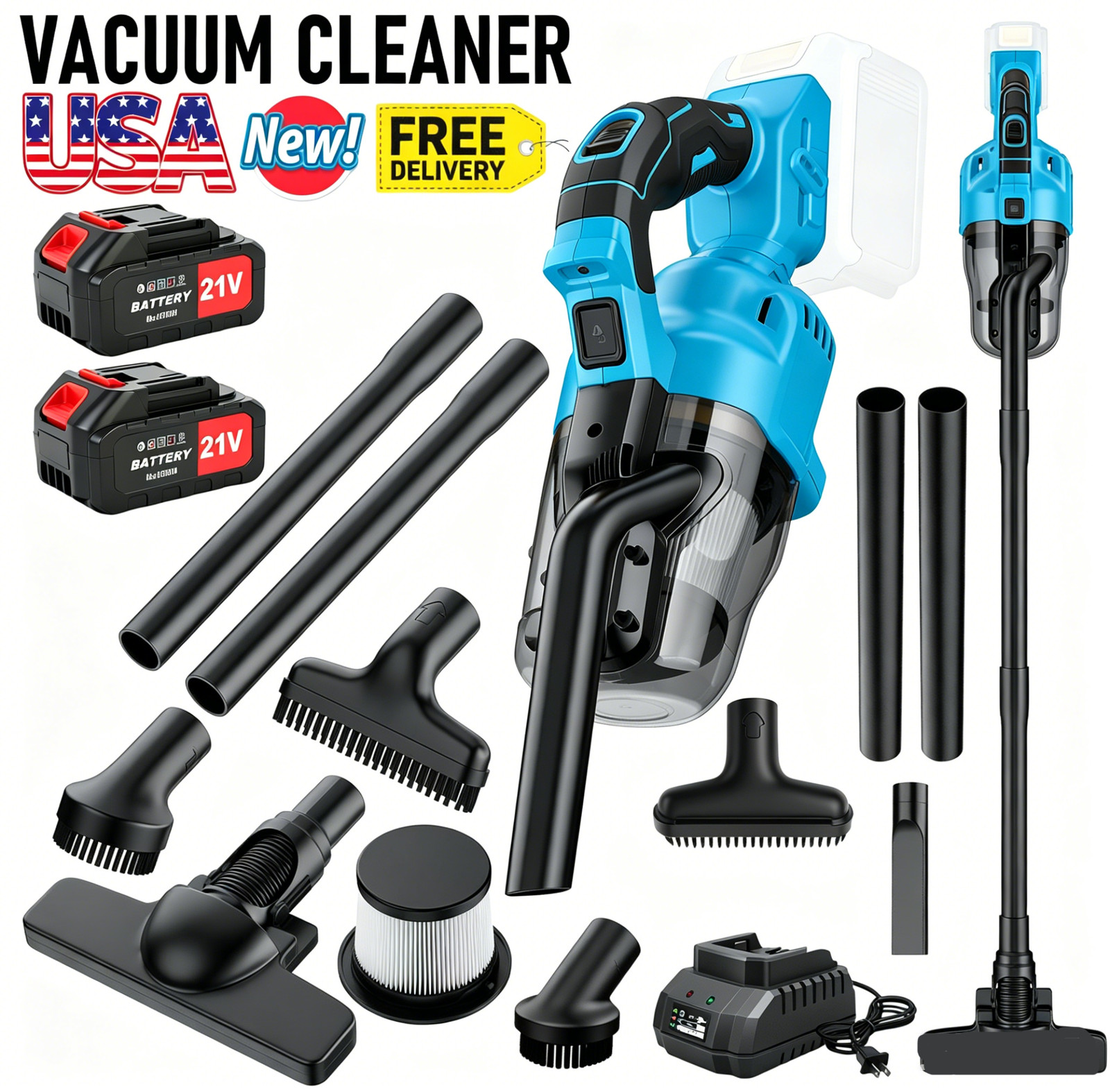 5 in 1 for Makita 20V Battery Cordless Car Handheld Vacuum Cleaner 500W 2*4.0Ah