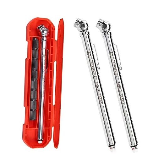 Pencil Tire Pressure Gauge Pack (10-50PSI0-10PSI) with 16 Tire Caps 2