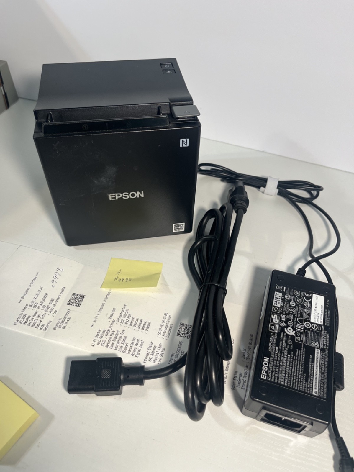 EPSON TMm30ii BLUETOOTH LAN Printer + Power Supply TESTED #a9998