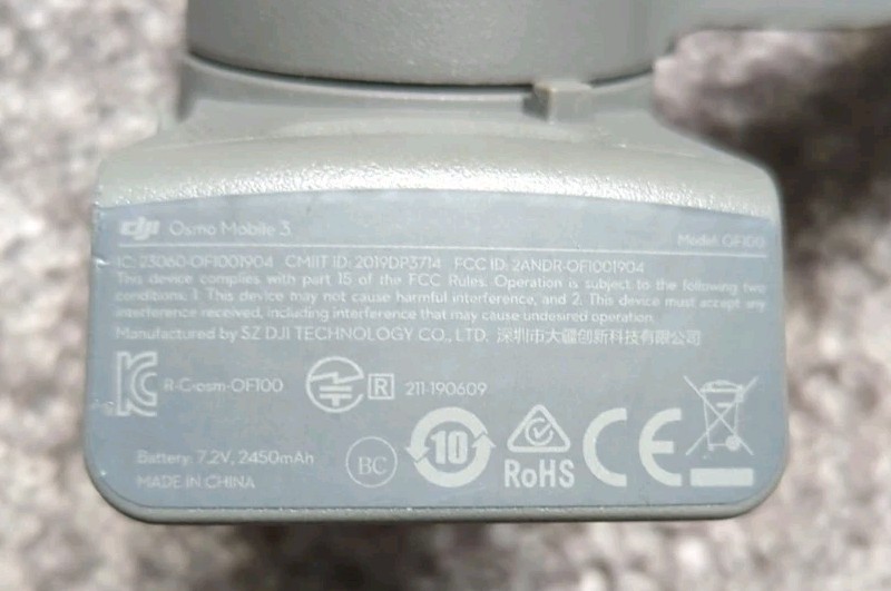 DJI Osmo Mobile 3 Smartphone Gimbal Stabilizer Gray Tested Powers On