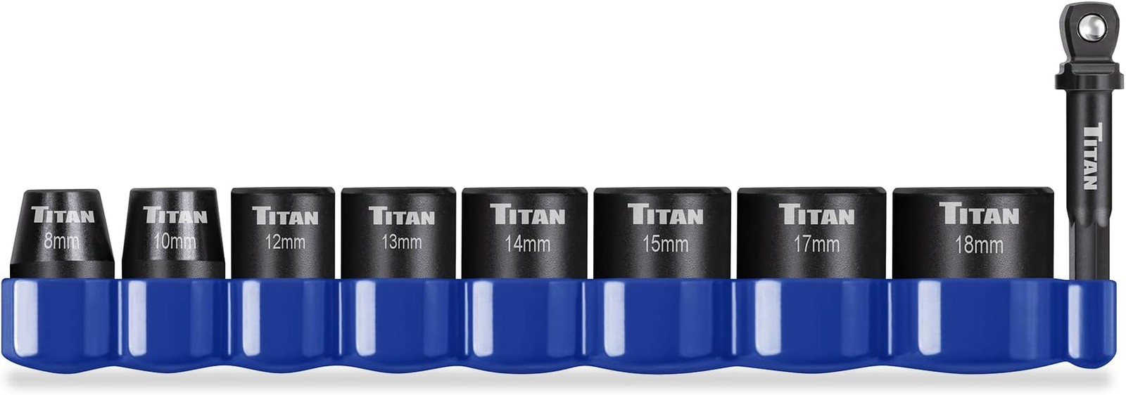 Titan 48201 9-Piece 3/8-Inch Drive Metric Shallow Impact Socket Set, 6-Point,...