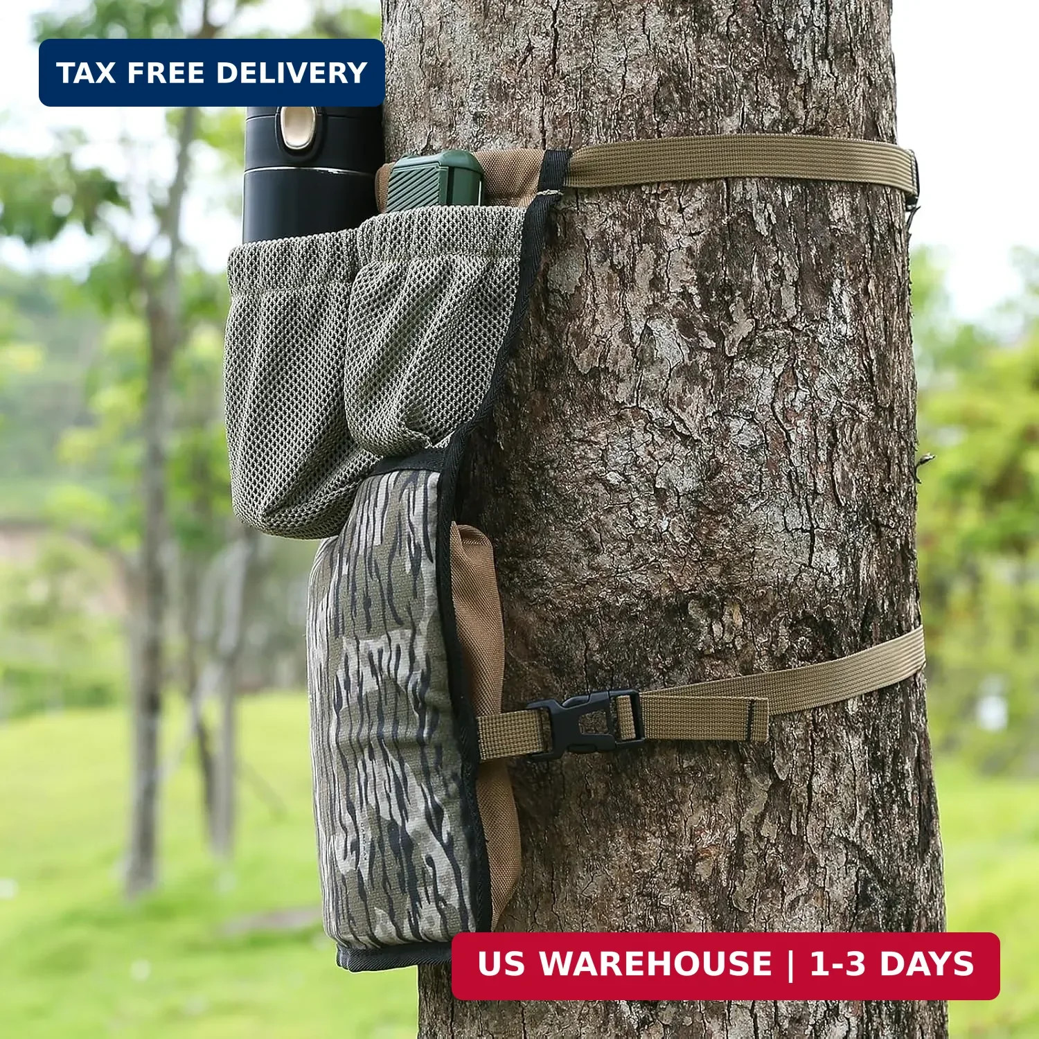 QOGIR Saddle Hunting Knee Cushion: Dual Knee Tree Pad with 3 Utility Pockets, Ad