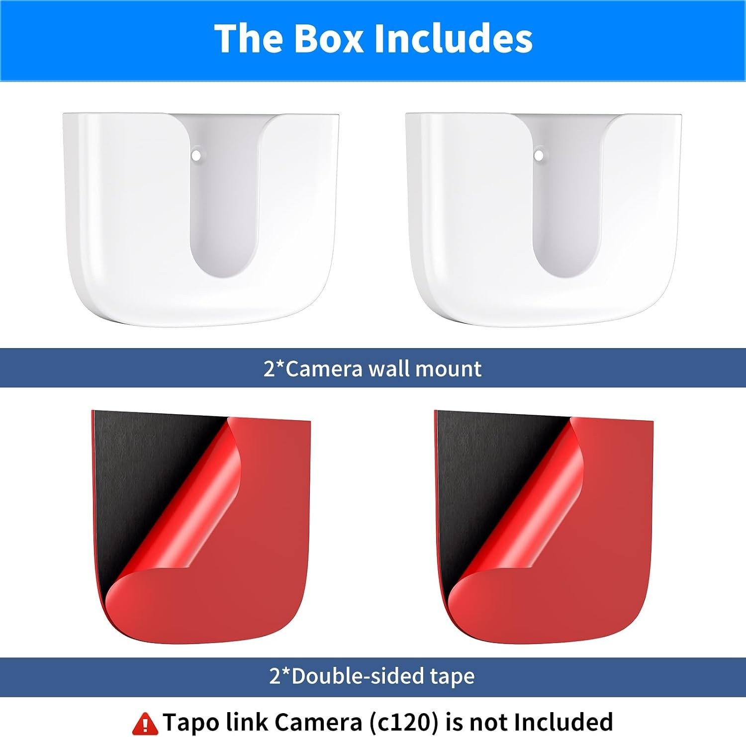 Tapo Link C120 Mounting Holder - Adhesive No Drill Camera Installation, 2 Pack