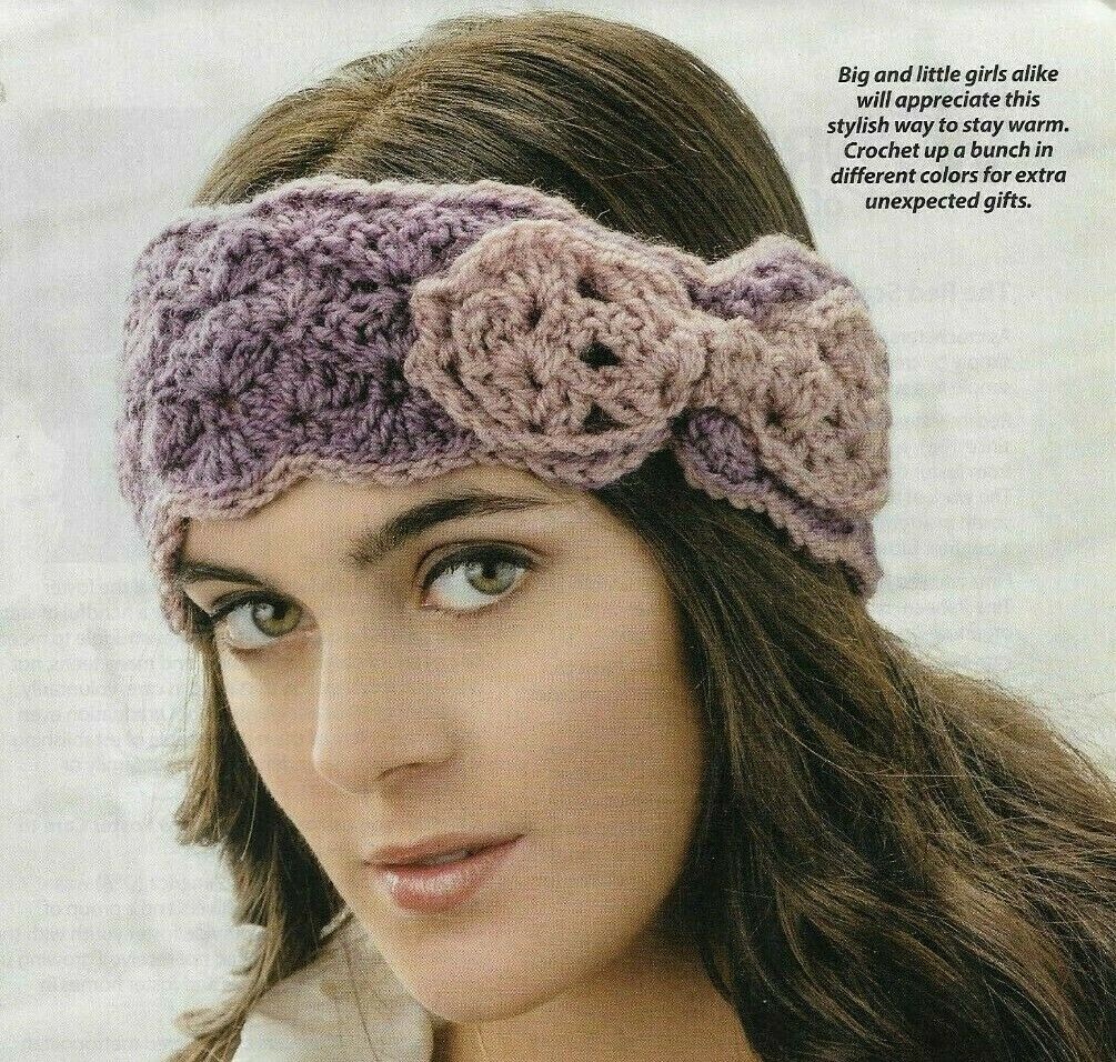 BEAUTIFUL BOW HEAD WRAP EAR WARMER WOMEN'S CROCHET PATTERN INSTRUCTIONS
