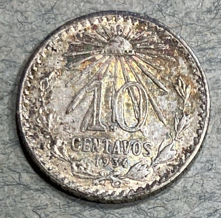 1934 México Silver 10 Centavos