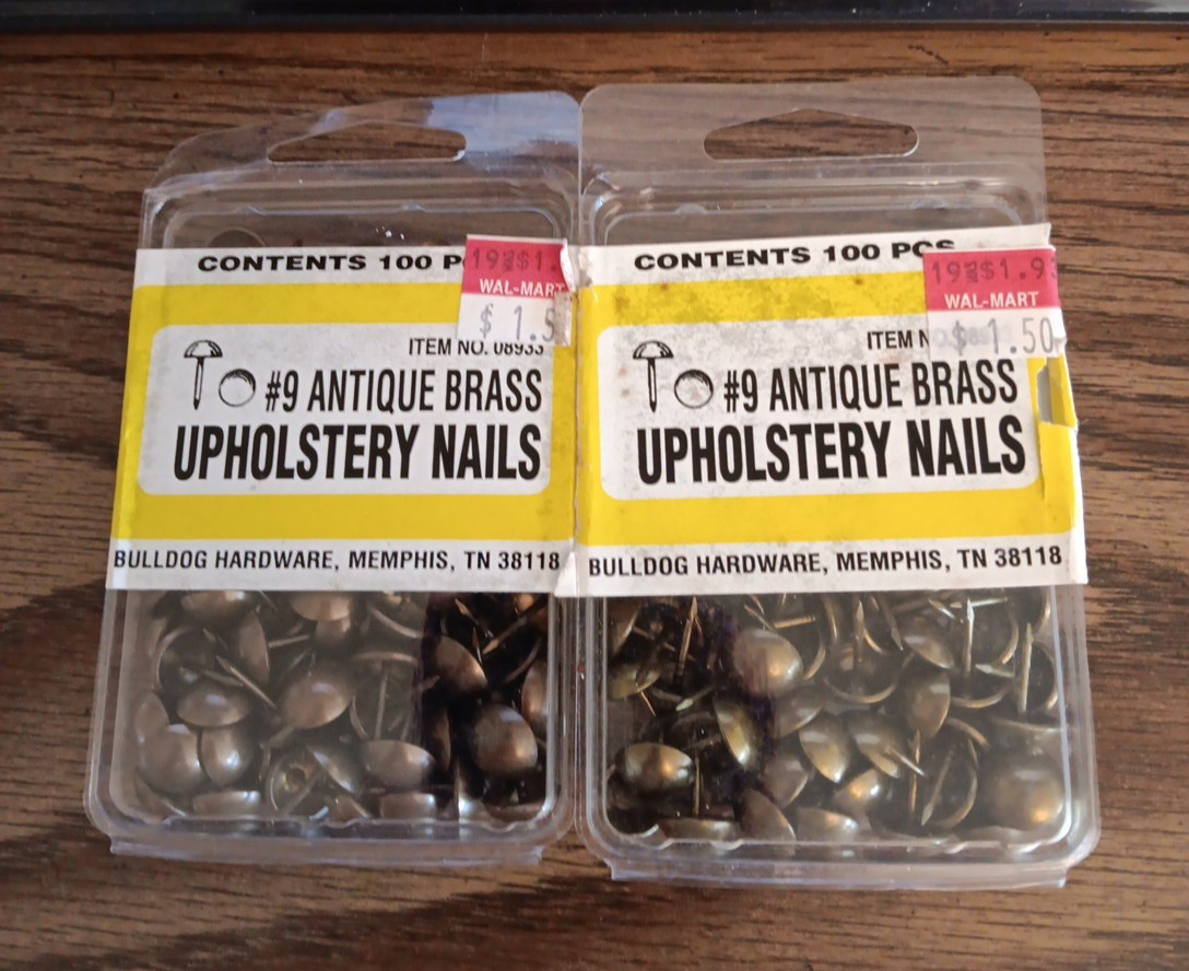 2 100-Pc Packs Antique Brass Upholstery Nails for Sofa Furnitures Crafts #9
