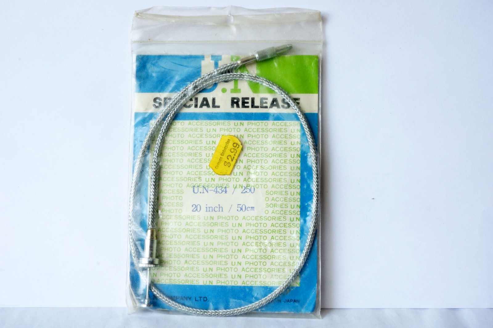 Vintage U.N Company All Metal Shutter Release Cable 20" New in Bag Made in Japan