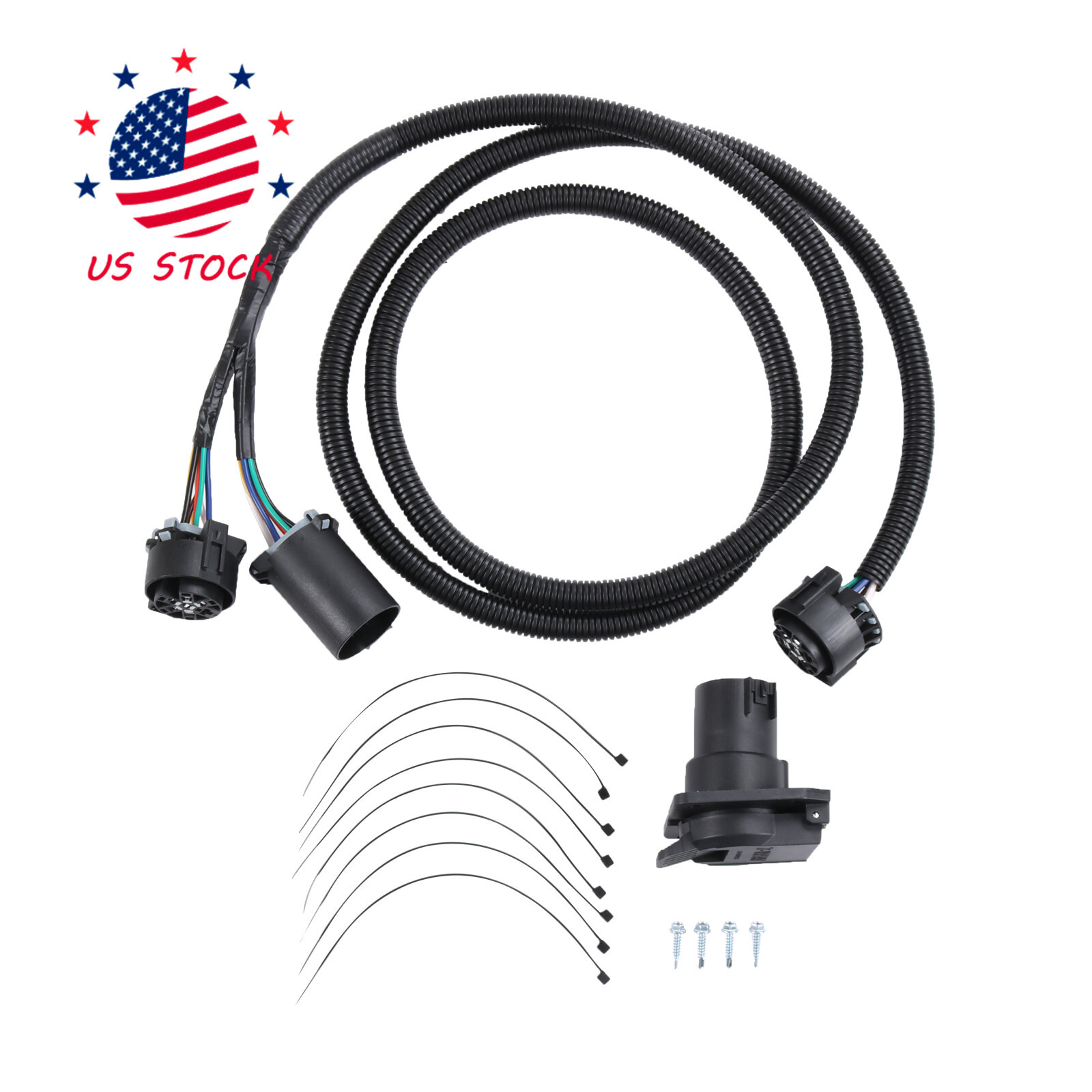 7 Pin Trailer Wiring Harness Extension Connectors Truck Bed 7 Way RV Wiring Plug