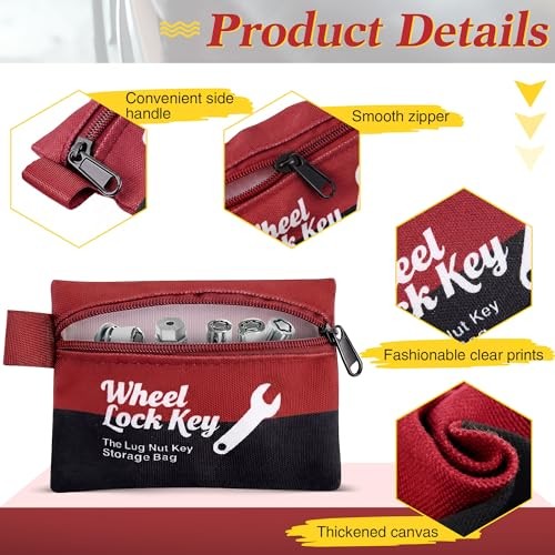 2Pack Wheel Lock Key Storage Pouch with Zipper() | Canvas Wheel Lock Key Red