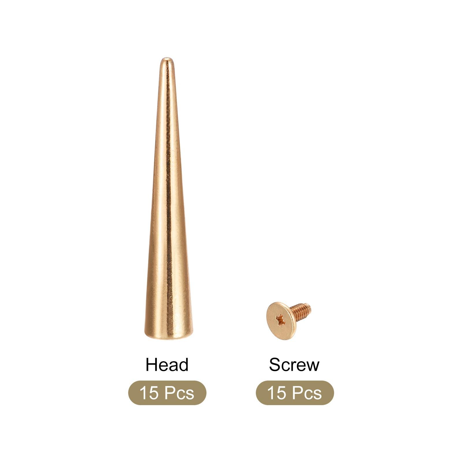 10x55mm Screw Back Rivets, 15 Sets Solid Leather Studs for DIY Gold Tone