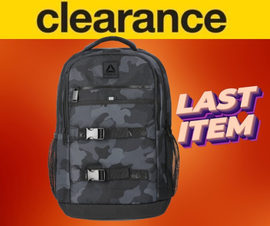 Reebox Sullivan Laptop Backpack 18" Black Camo Unisex NEW