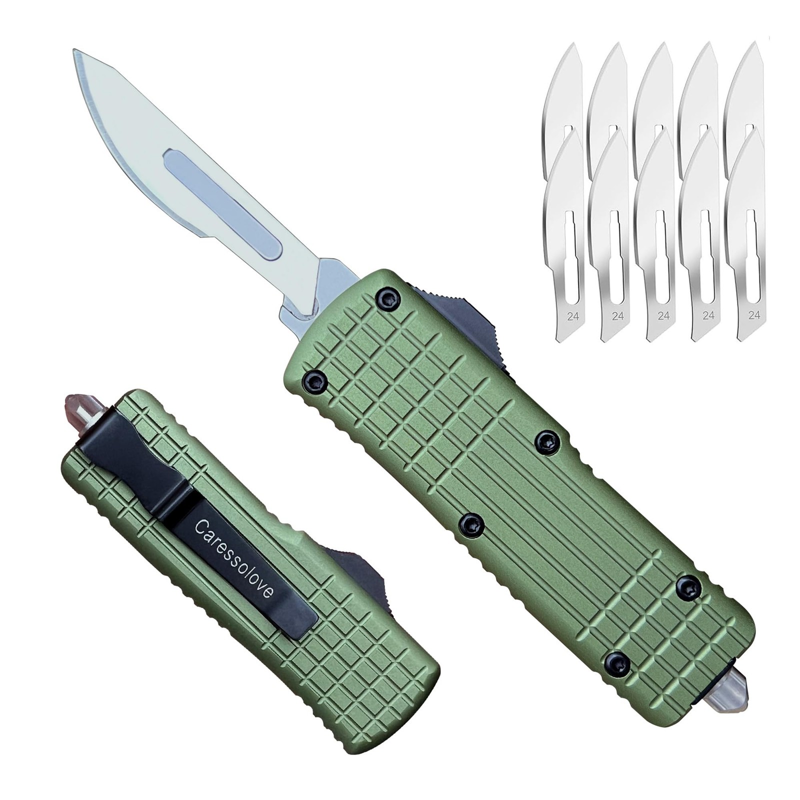 Automatic Utility Knife Push Button, EDC Pocket Boxcutters With Clip, Double ...