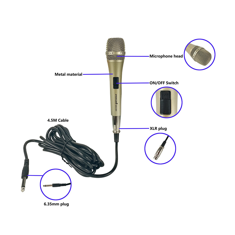Dynamic Microphone Unidirectional Wired Handheld Mic With XLR Cable For Church