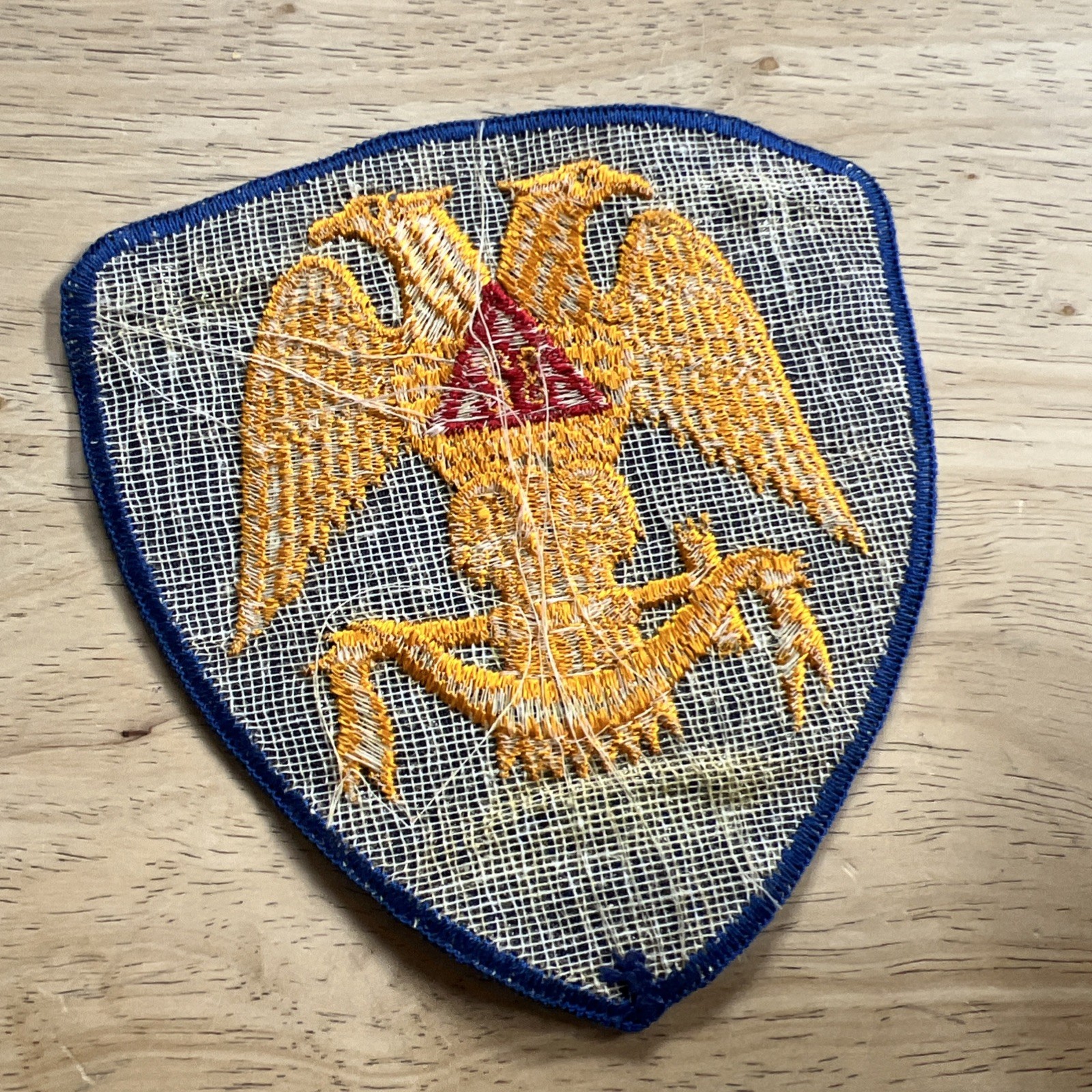 Freemason 32 Degree Double Headed Eagle Wings Down Blue Uniform Patch Vintage