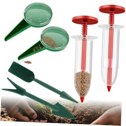 6 PCS Mini Seed Spreader, Sowing Seed Dispenser with 5 Speeds, Sowing Red
