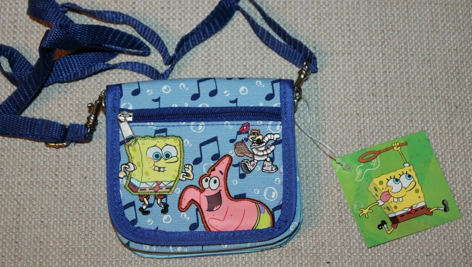 NEW WITH TAGS SPONGEBOB  LARGE WALLET 4" X 5"  BLUE  KIDS WALLET