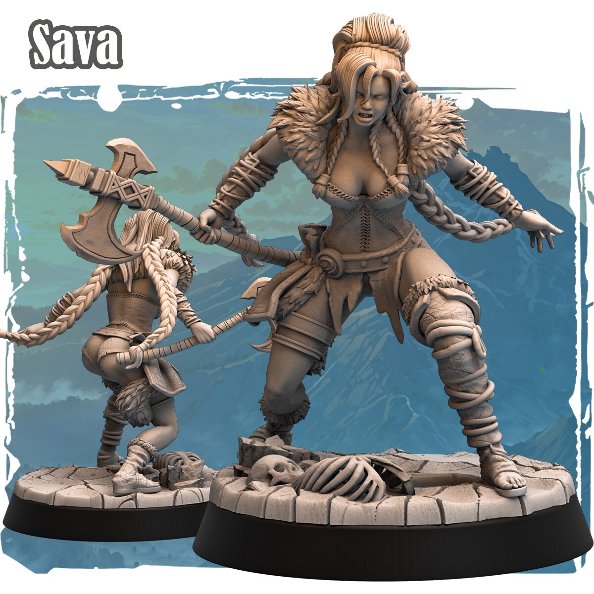 Dungeons & Dragons Playable Character Female Human - Sava - Barbarian, Warrior