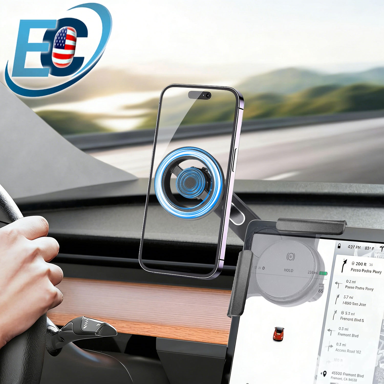 360°Adjustable Car Display Screen Magnetic Phone Holder Mount for Tesla BYD Audi