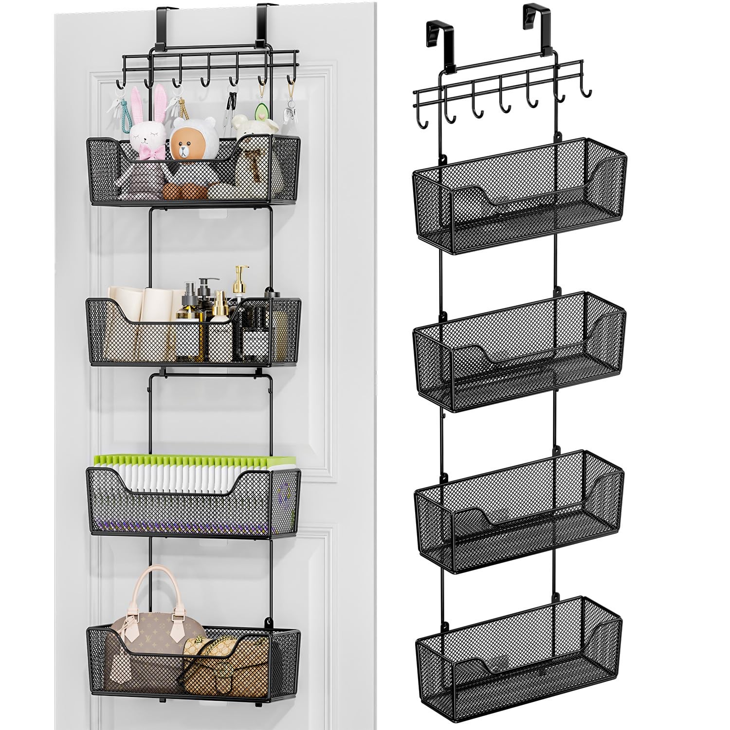 Over The Door Organizer - Hanging Door Organizer with 4 Metal Large Capacity ...