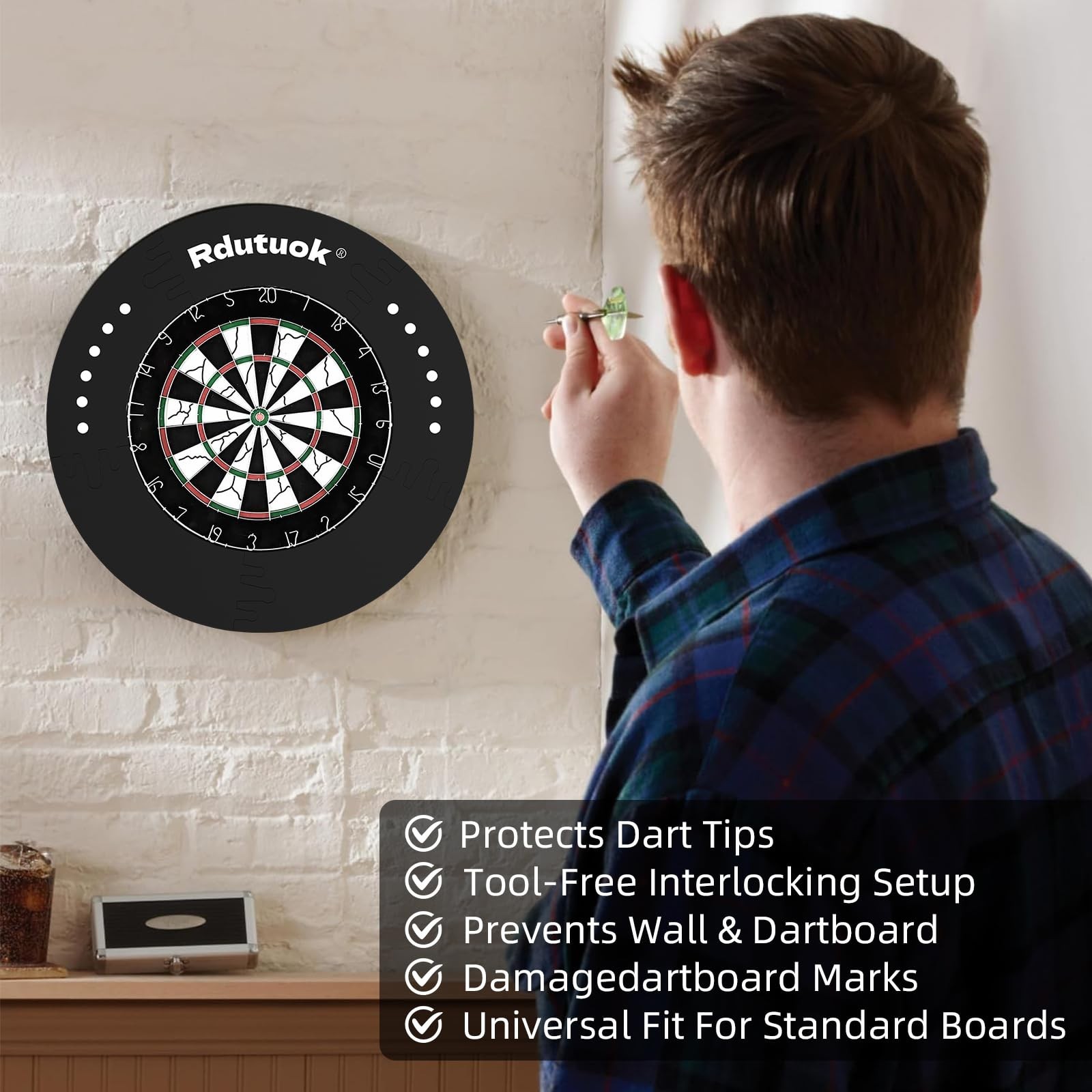 Dart Board Surround Ring,5Pcs Splicing Dart Board Wall Protector,Dartboard Ev...