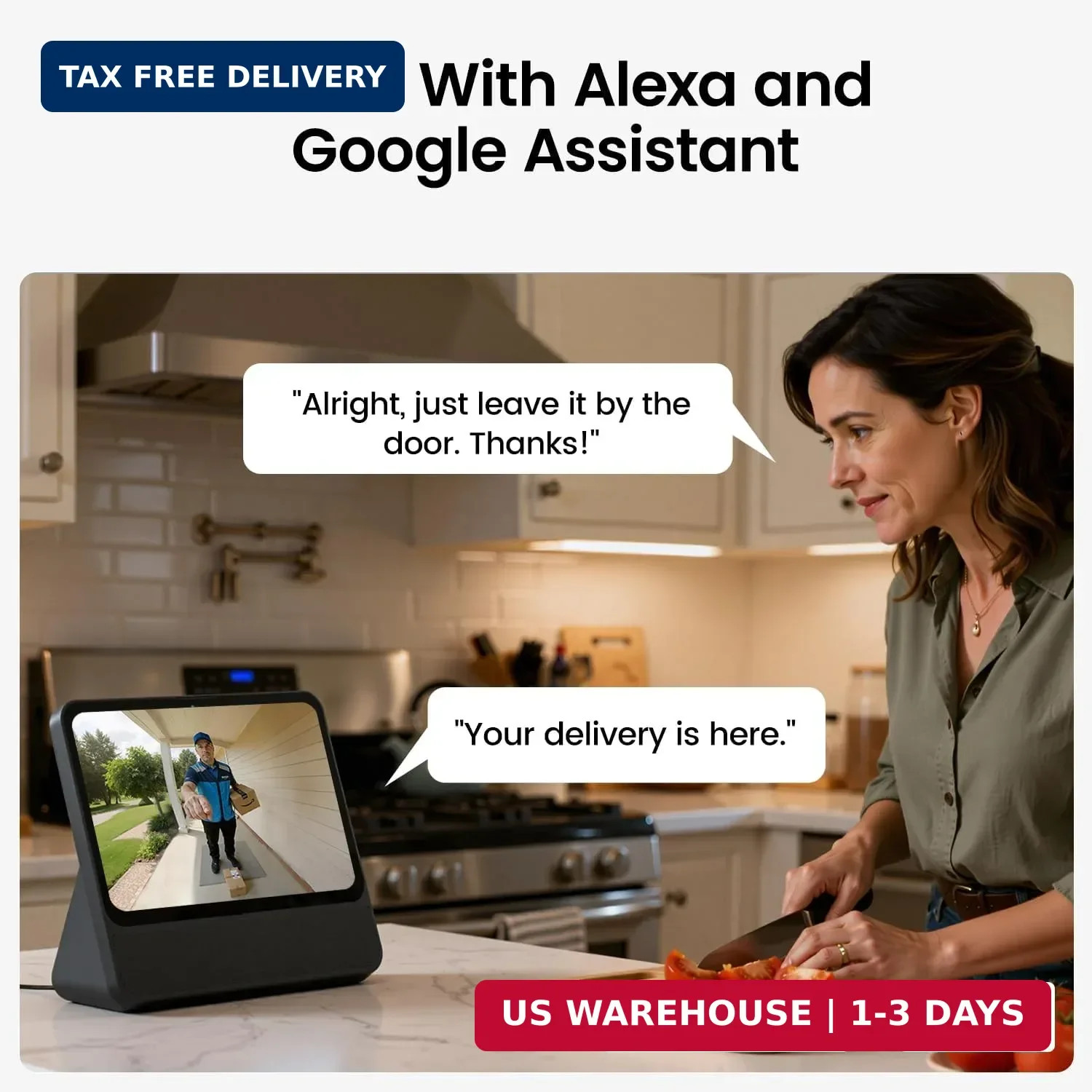 AOSU Wireless Doorbell Camera, 170° Ultra Wide Viewing Angle, Intelligent Parcel