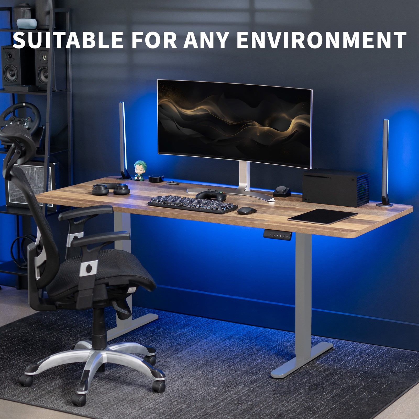 VIVO Dual Motor 71” x 30” Standing Desk, 1-Piece Reclaimed Wood Top, Gray Frame