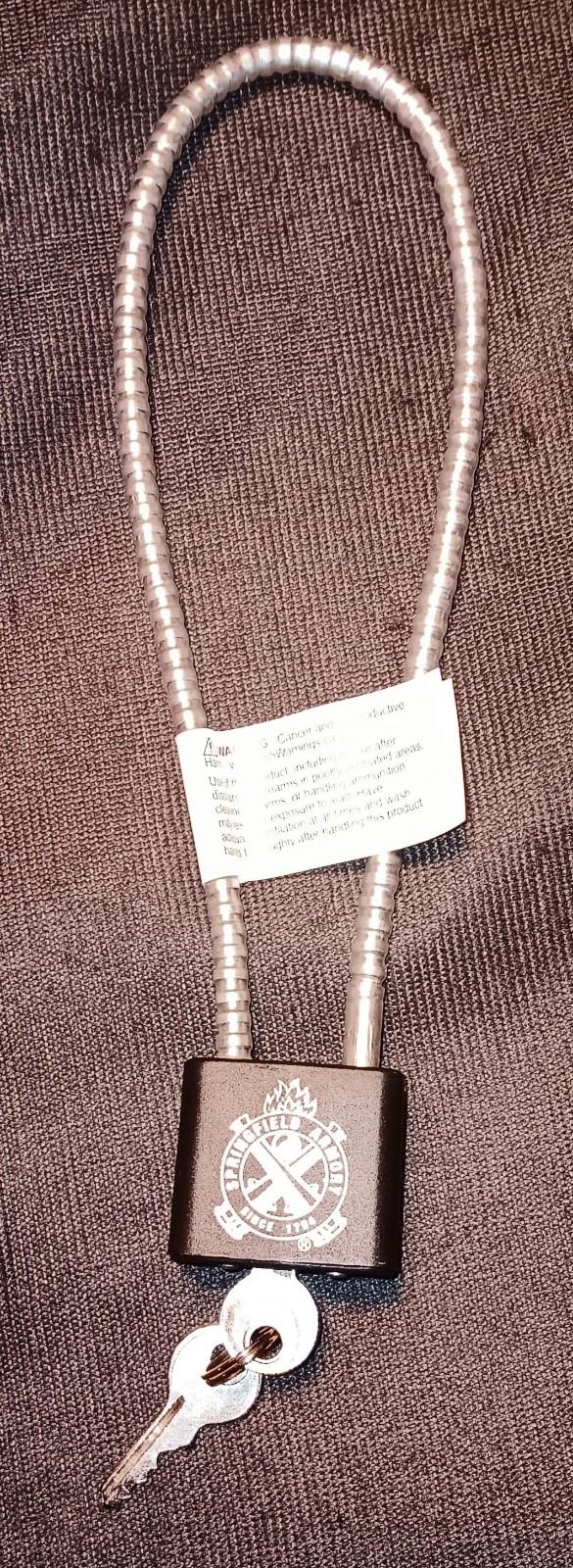 Springfield Armory Gun Lock, Firearm Gun Safety Cable Lock, Brand New, Sealed Pk
