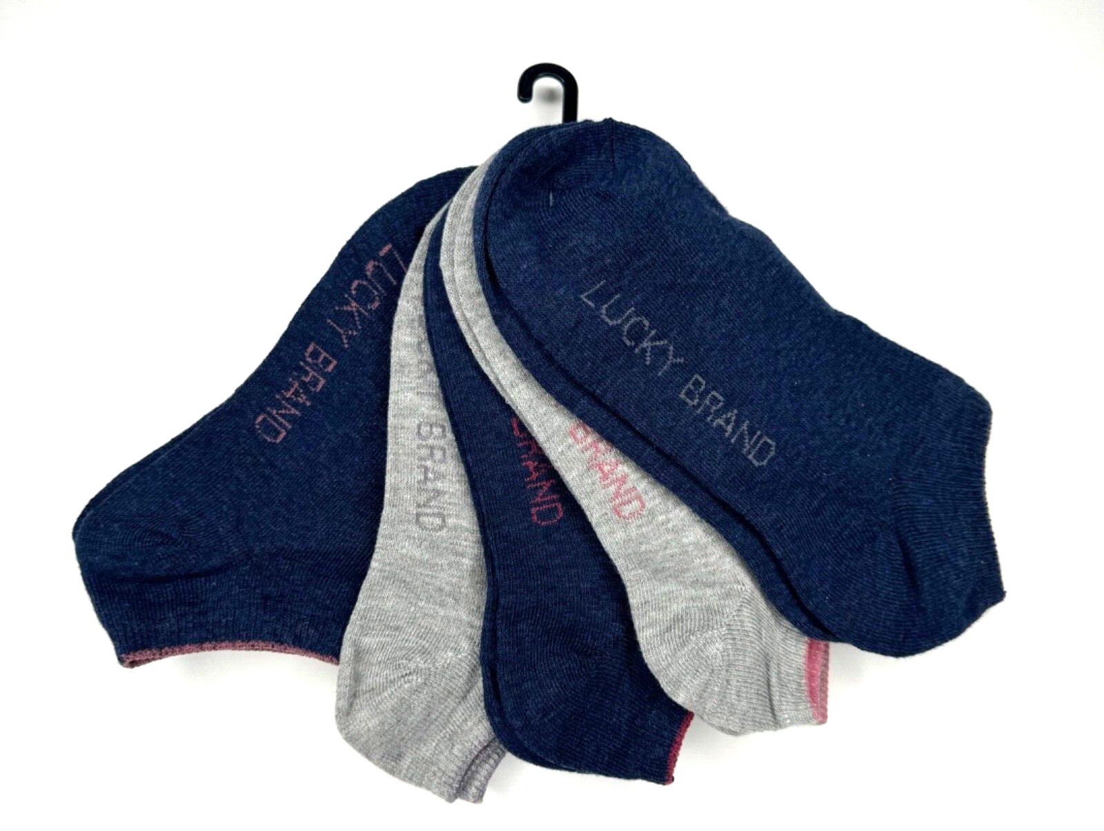 Lucky Brand Womens 5 Pair Everyday Comfort No Show Sock Set Shoe Size 4-10 Solid