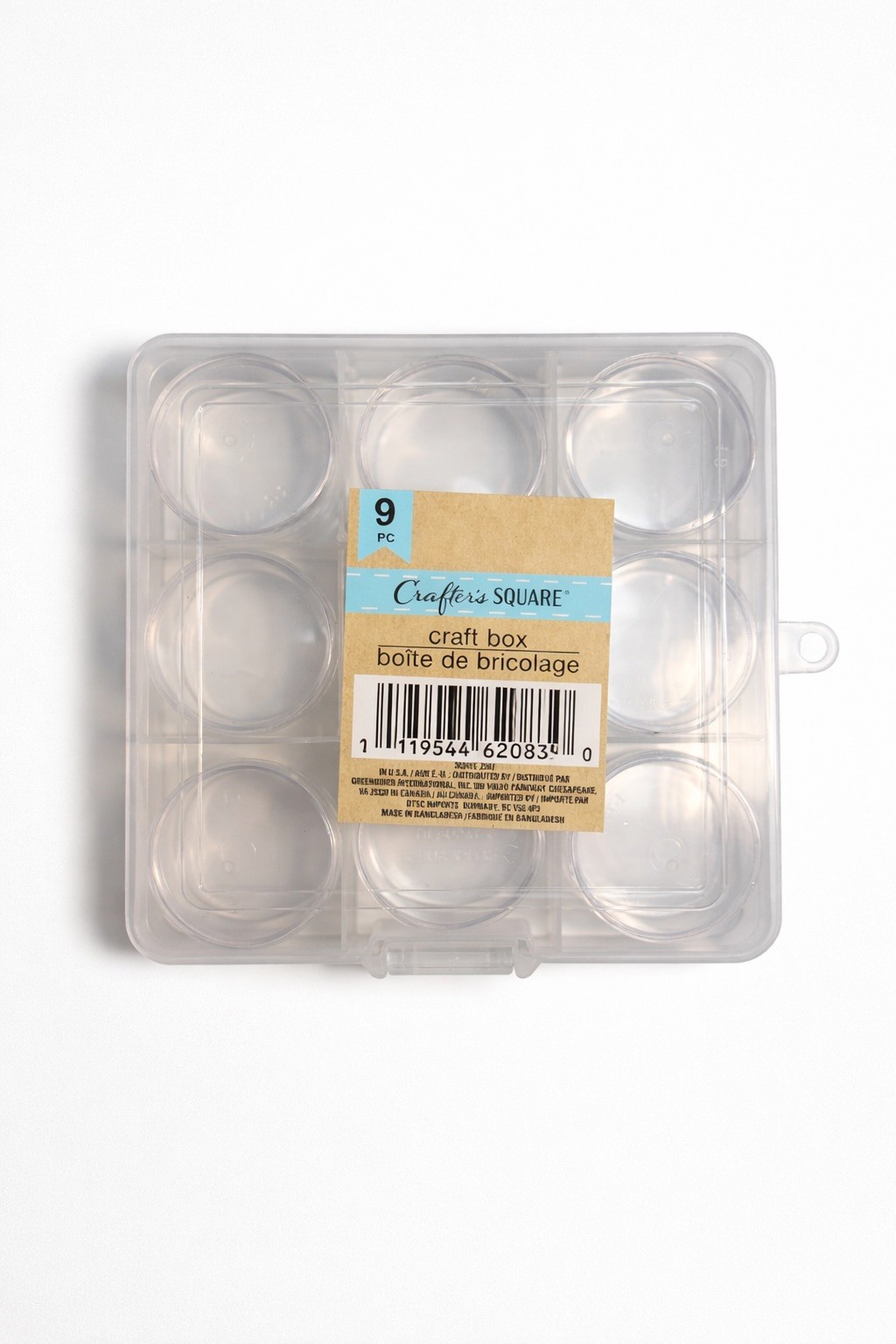 Crafter's Square Craft Box 9-Compartment Clear Plastic Bead Storage Organizer