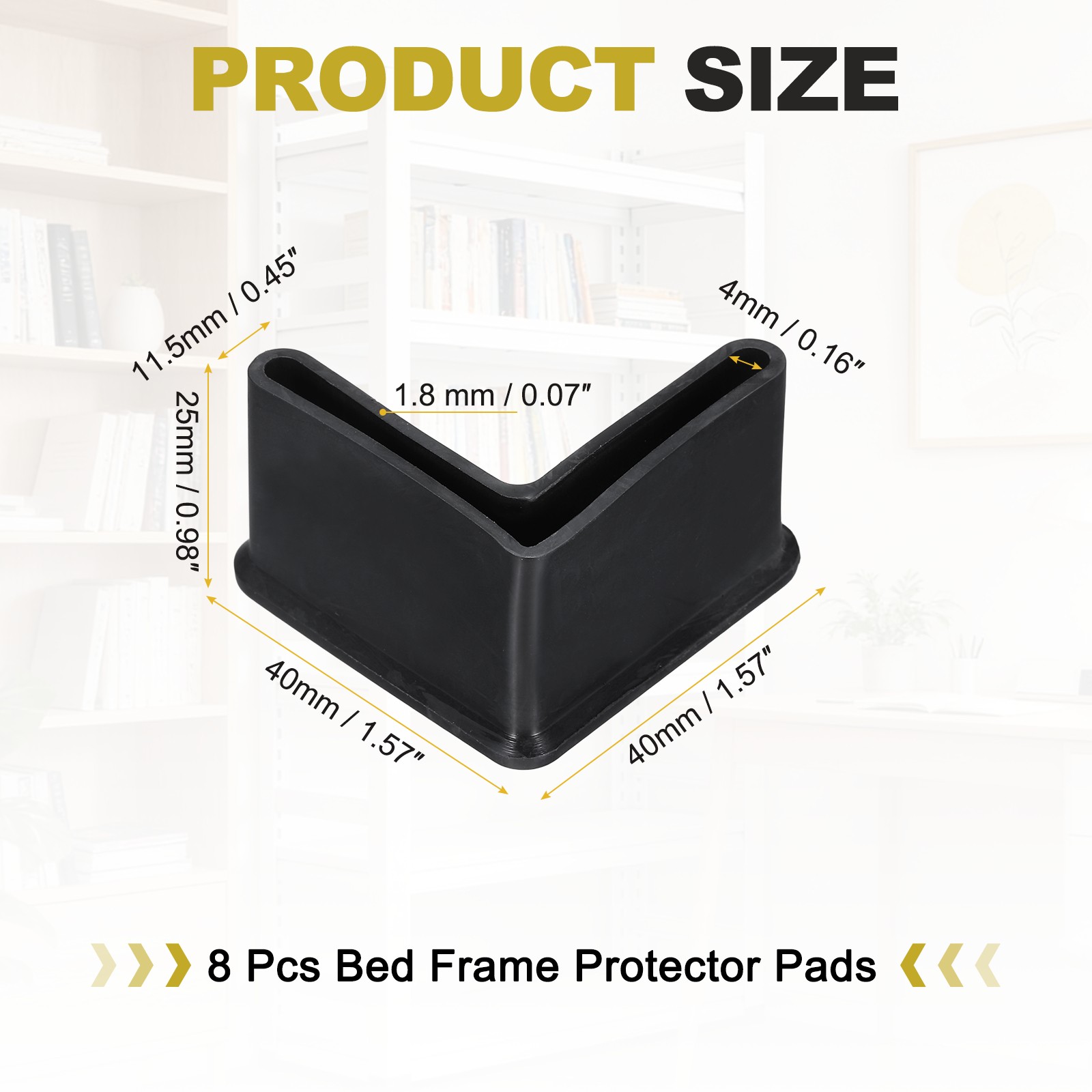 8Pcs 1-5/8" Bed Frame End Caps, Angle Iron Foot Pad Leg Protector, Black