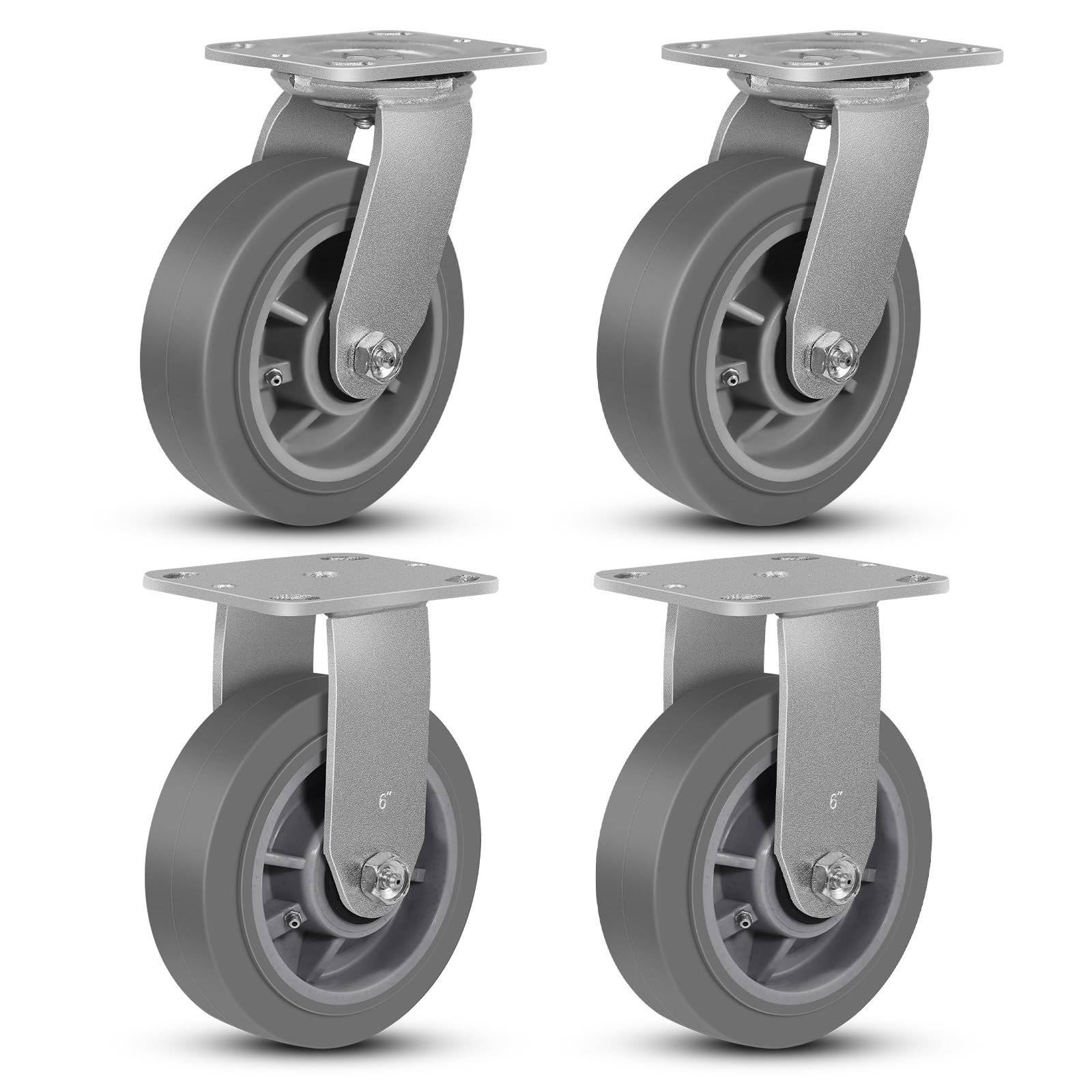 Caster Wheels, 6" Heavy Duty Industrial Casters Set of 4 with Load 4000lbs Ca...