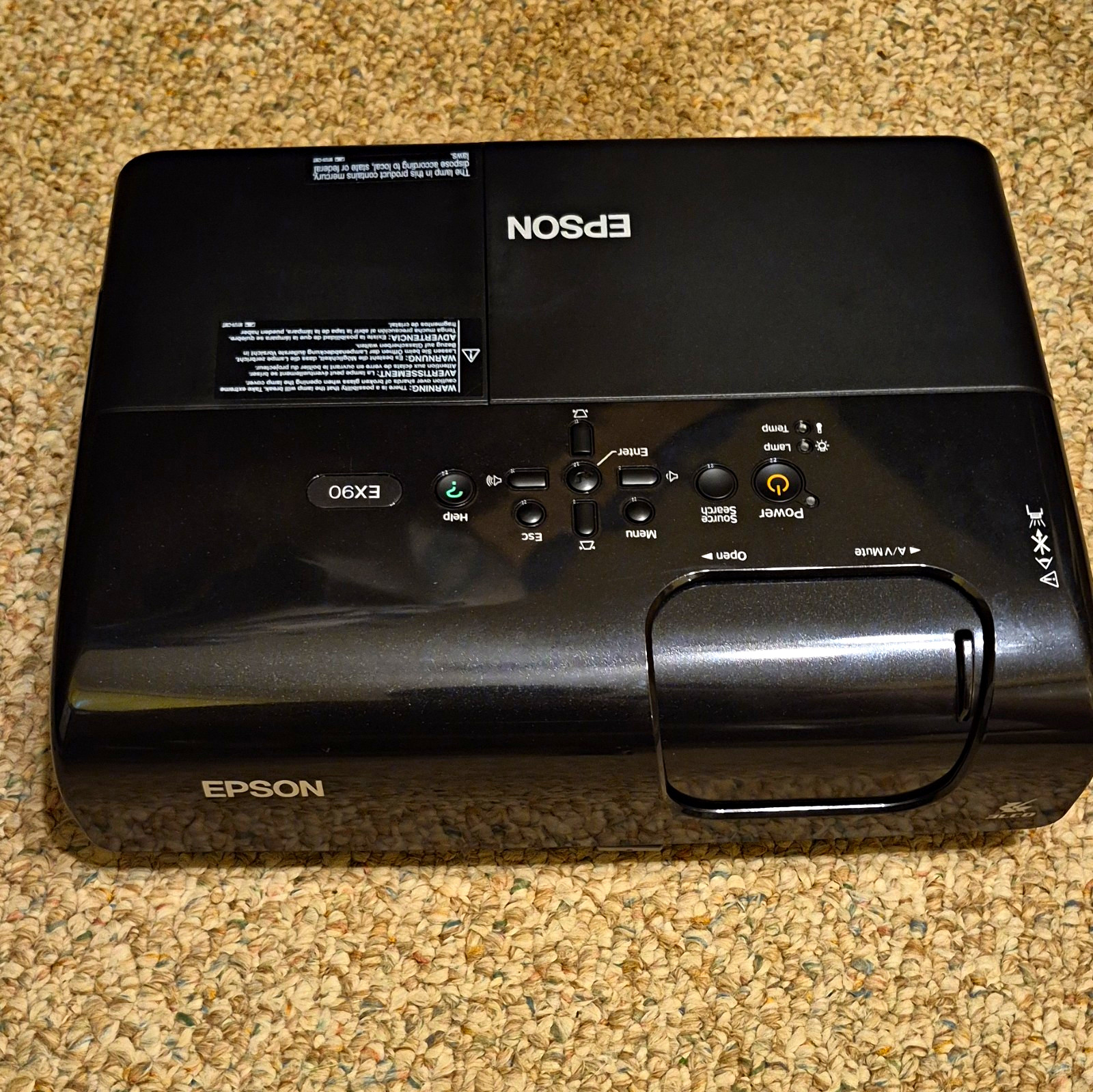 Epson EX90 3LCD XGA 1024x768 2200 Lumens Projector Black w/ Case Cables